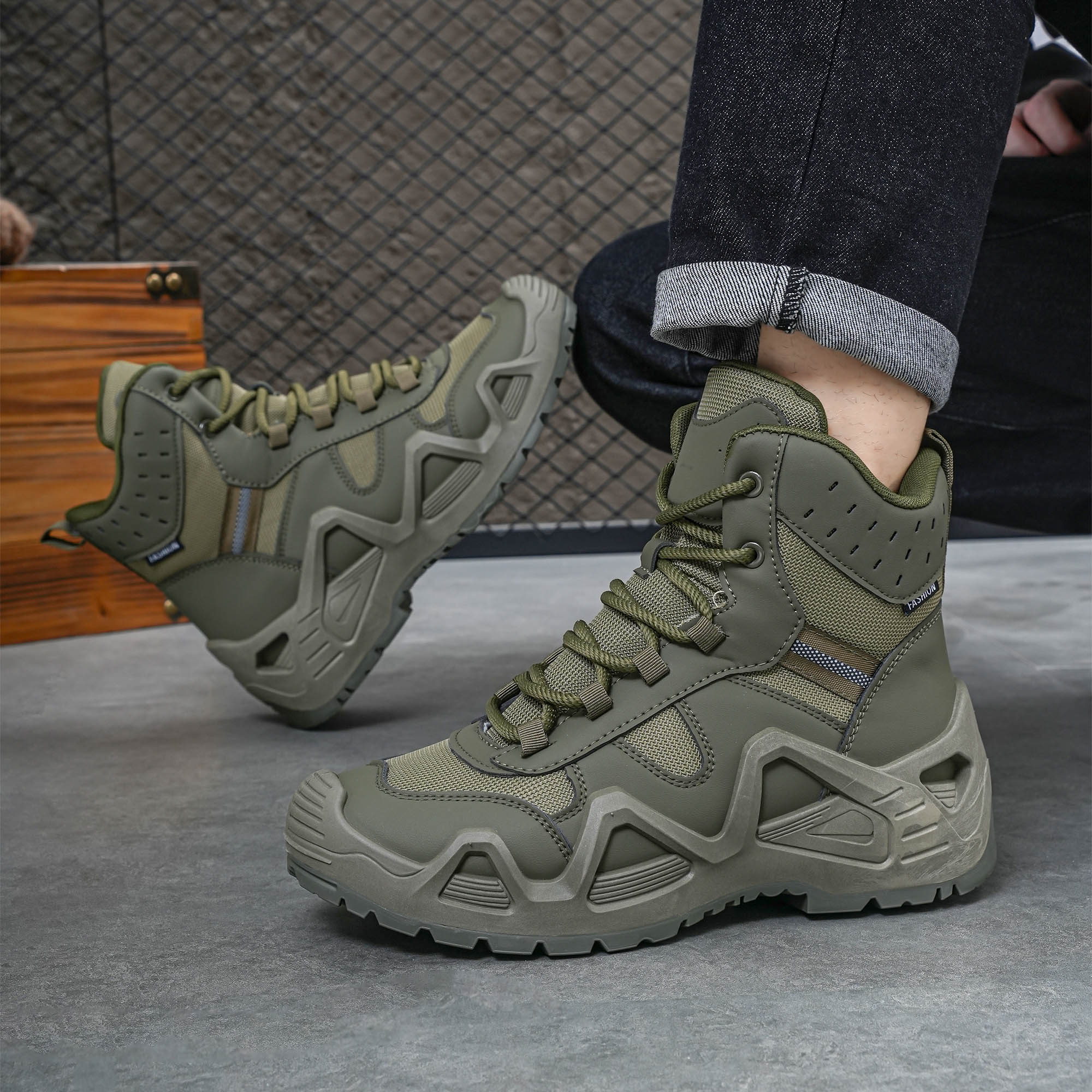 Men's high top boots, hiking b - Crossfit Outdoor ulasan dan harga